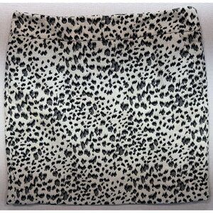 Ann Taylor Loft Women's Day To Night Mini Pencil Skirt Size L White Gray Leopard